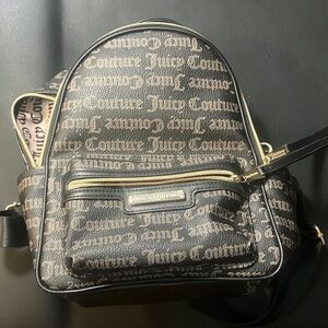 Juicy Couture Monogram Black and Gold Backpack